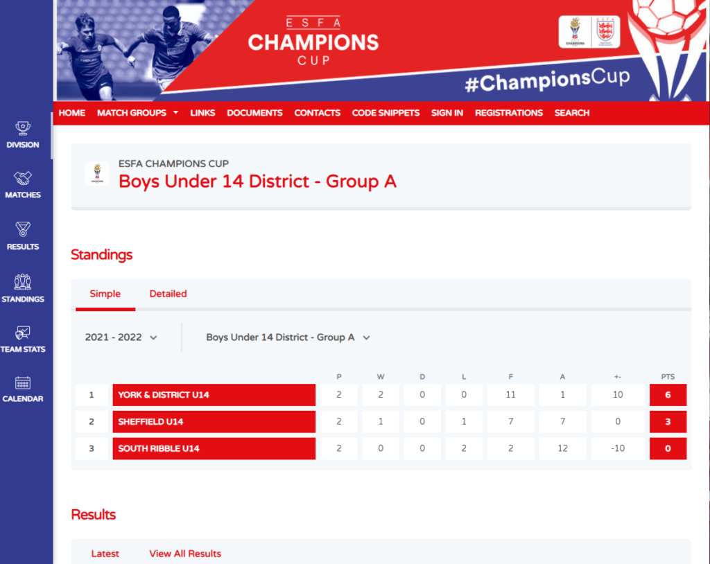 York & District Schoolboys Football » U14s ESFA Champions Cup